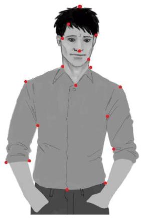 Особые точки на теле человека, различаемые программным обеспечением Особые точки на теле человека, различаемые программным обеспечением