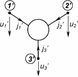 Трехполюсник, выводы которого (узлы) обозначены 1', 2', 3'